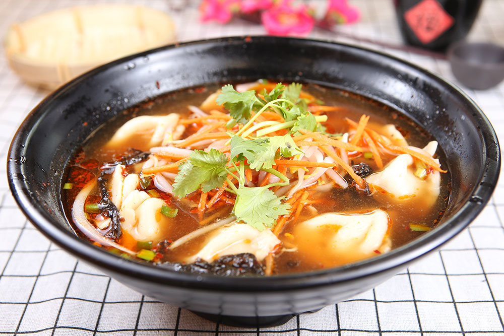 #10 hot sour dumpling soup 酸汤水饺  <img title='Spicy & Hot' align='absmiddle' src='/css/spicy.png' />